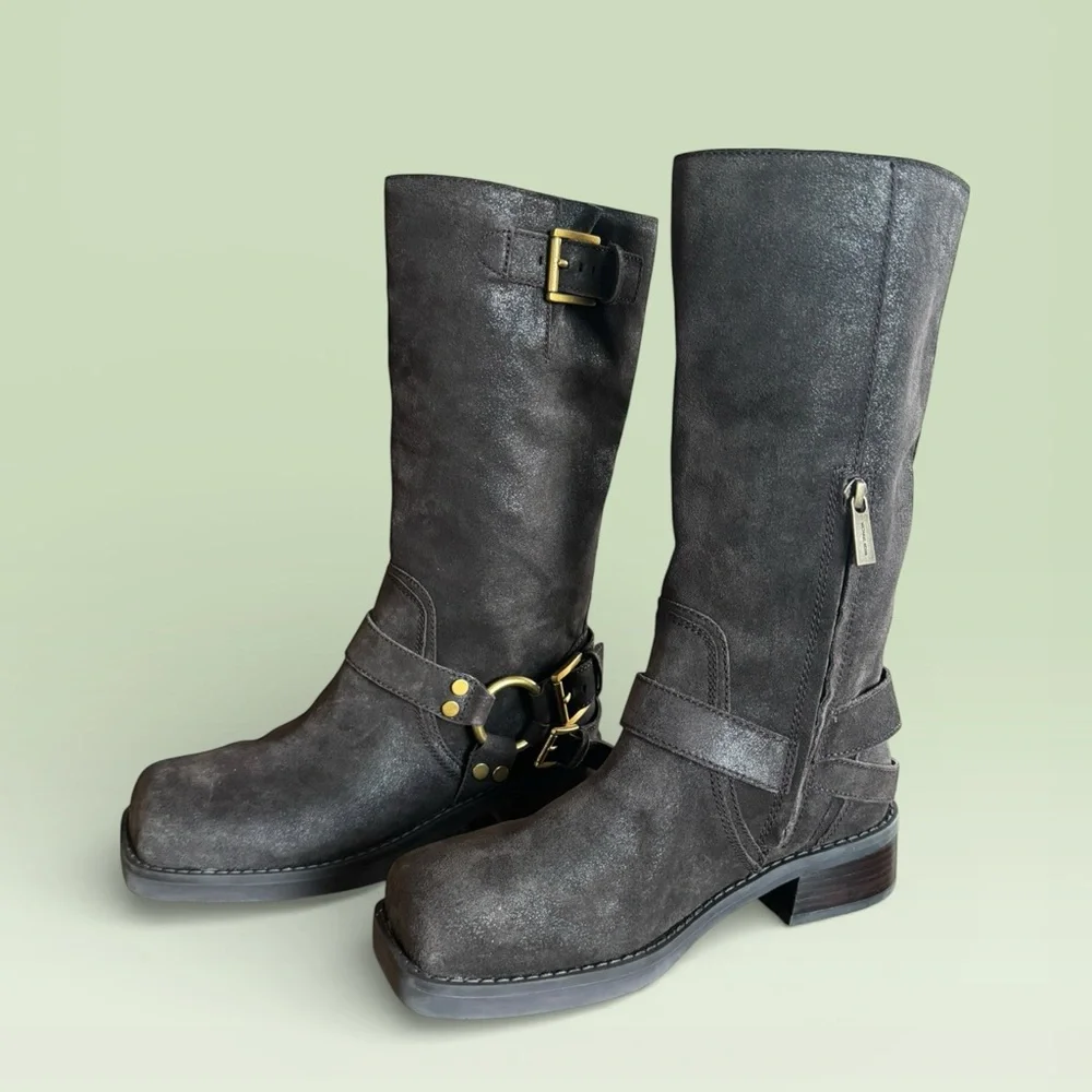 Michael Kors Brown Suede Moto Boots - Picture 4 of 9